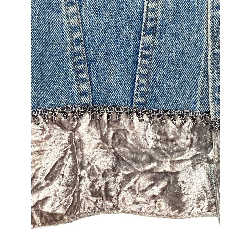 Vintage 90s DKNY Denim Jeans Jacket w/ Silver Pink Velvet Trim Medium - Picture 16 of 16